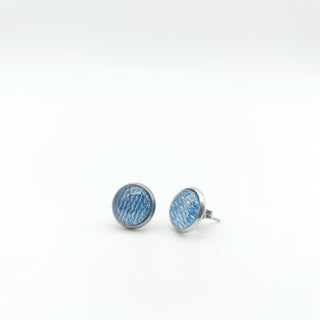 Boucles d'oreille - clou - bouton verre denim bleu