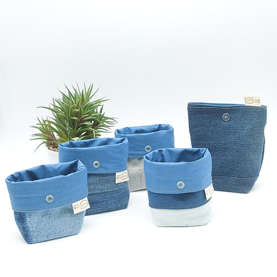 Pochette de rangement pour lingettes démaquillantes - intérieur bleu