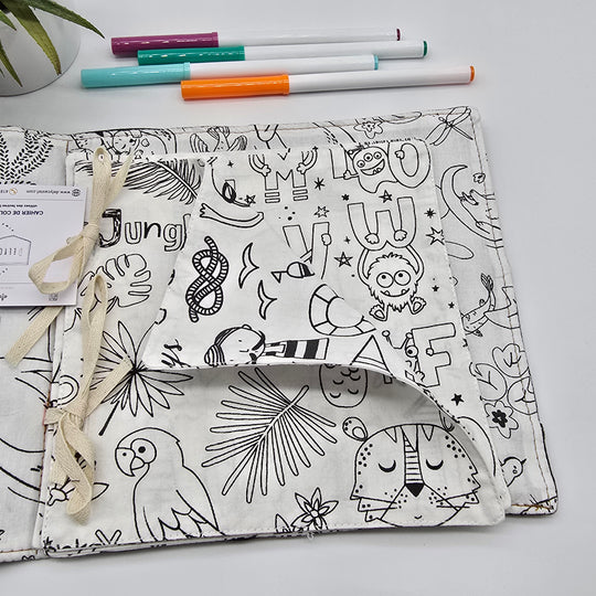 Cahier de coloriage lavable - ceinture bleu / paresseux